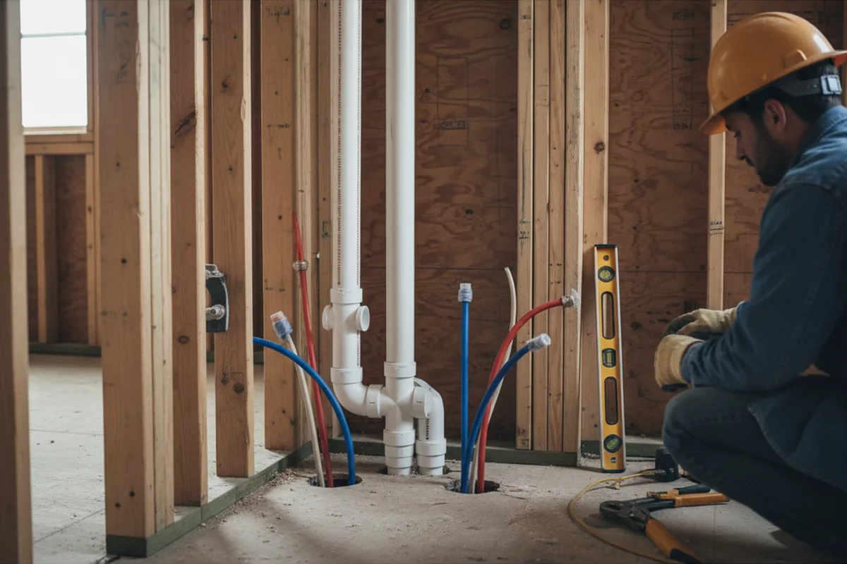 Drain and supply rough-in during Leak Detection in Gambier